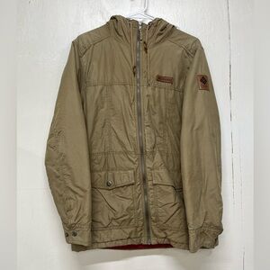 Columbia Men's size medium Tan, flannel lined winter coat. Granola indie